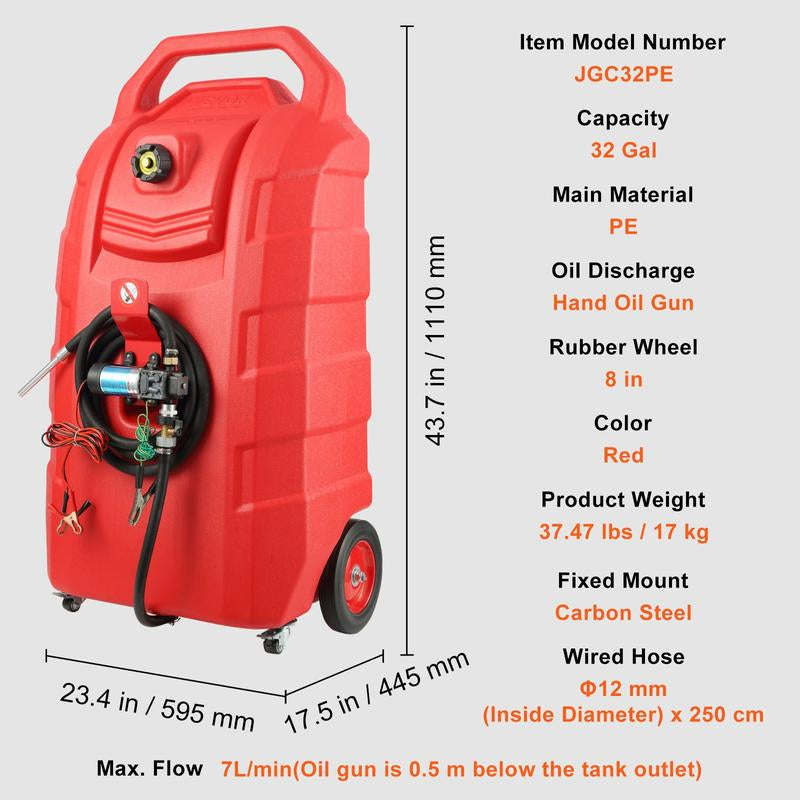 VEVOR 16 Gallon Fuel Caddy, 7.8 L/Min, Portable Gas Storage Tank Container with Nozzle Rubber Wheels, Fuel Transfer Storage Tank for Gasoline Diesel Machine Oil Car Mowers Tractor Boat Motorcycle Bottles Organiser