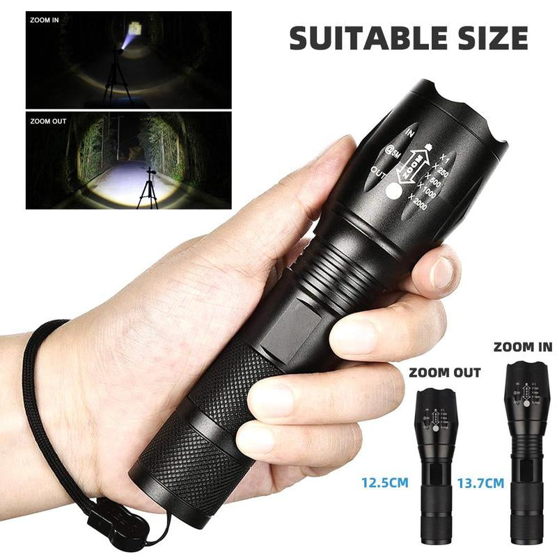 Portable LED Flashlight, 5 Lighting Modes Waterproof Zoomable Flashlight, Multifunctional Outdoor Pocket Light for Camp Hike