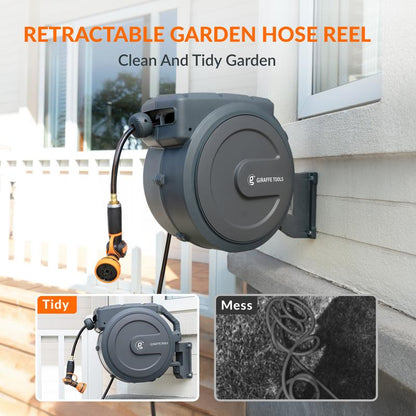 90Ft Garden Retractable Hose Reel 5/8In by Giraffe Tools