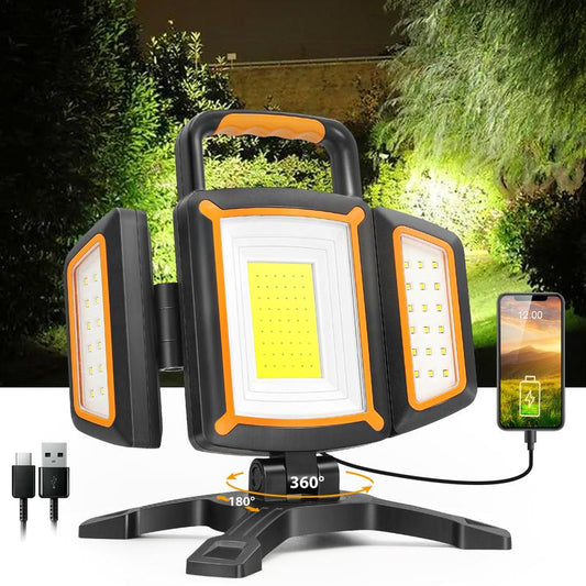 30W Rechargeable Work Light, 3000 Lumen Magnetic Work Light Battery Powered, Waterproof Portable Cordless Job Site Lighting for Construction Site, Workshop, Garage, Camping, and Car Repairing