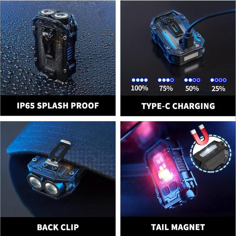 Rechargeable Mini EDC Keychain Flash Light for Summer Camping, Aluminum Alloy Shell Compact Pocket Flashlight, Portable LED Flashlights, LED Torch Light, OG LED Lights, Flashlights, Flashlight for Men