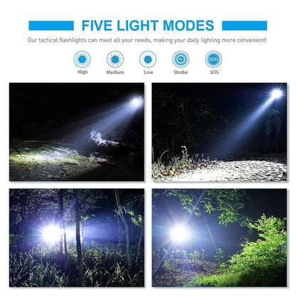 Portable LED Flashlight, 5 Lighting Modes Waterproof Zoomable Flashlight, Multifunctional Outdoor Pocket Light for Camp Hike