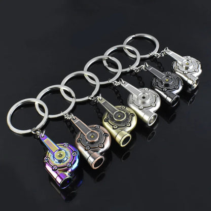 Mini Turbo Turbocharger Keychain Spinning Turbine Key Chain Ring Keyring Keyfob Car Keyring Car Interior Accessories